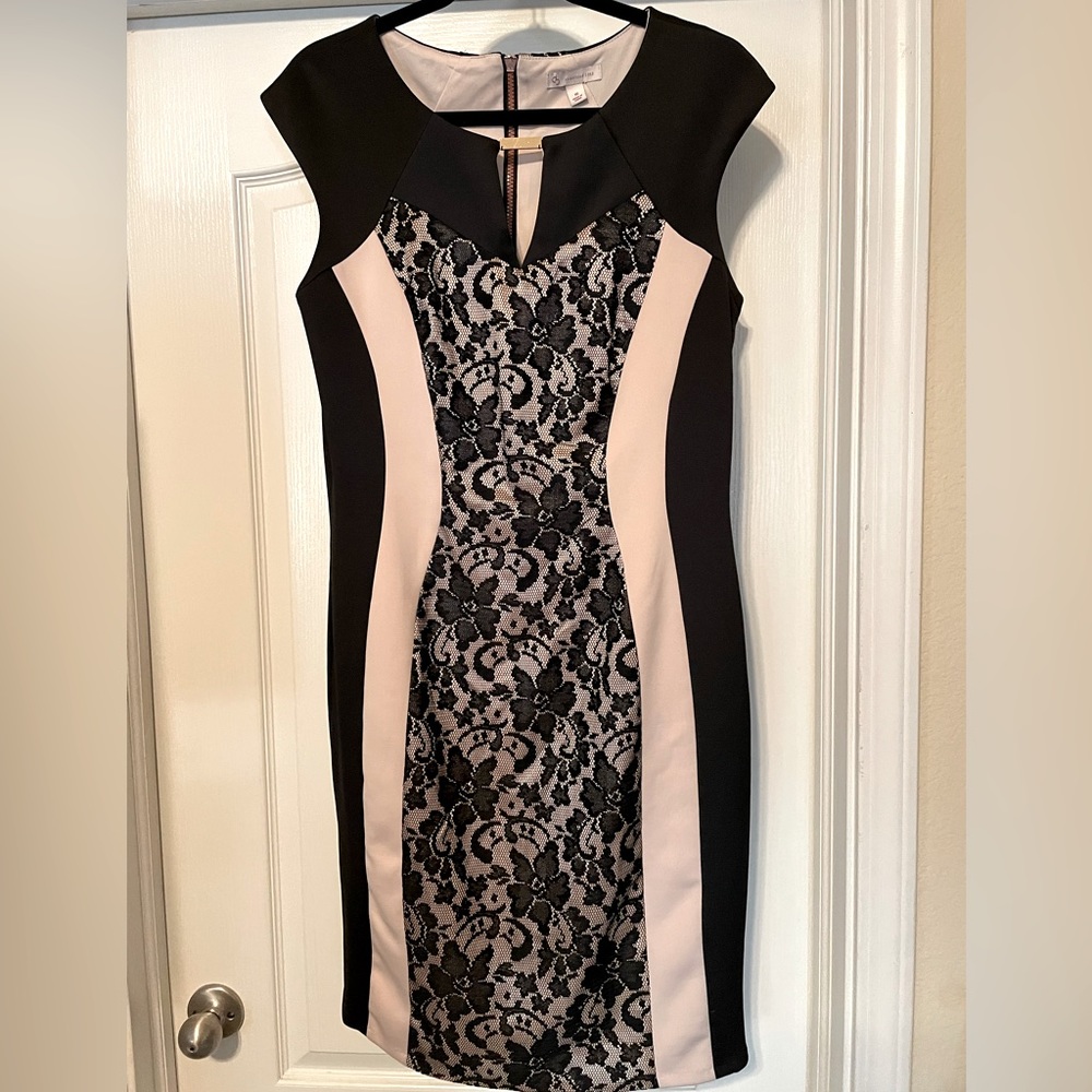 Beautiful Body Con Black and Tan Dress by Dress Barn